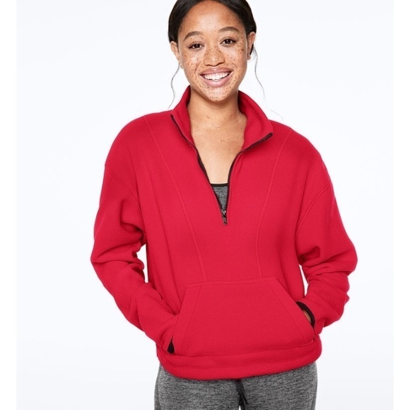 Pink POLAR FLEECE HALF-ZIP size Medium - Picture 2 of 6